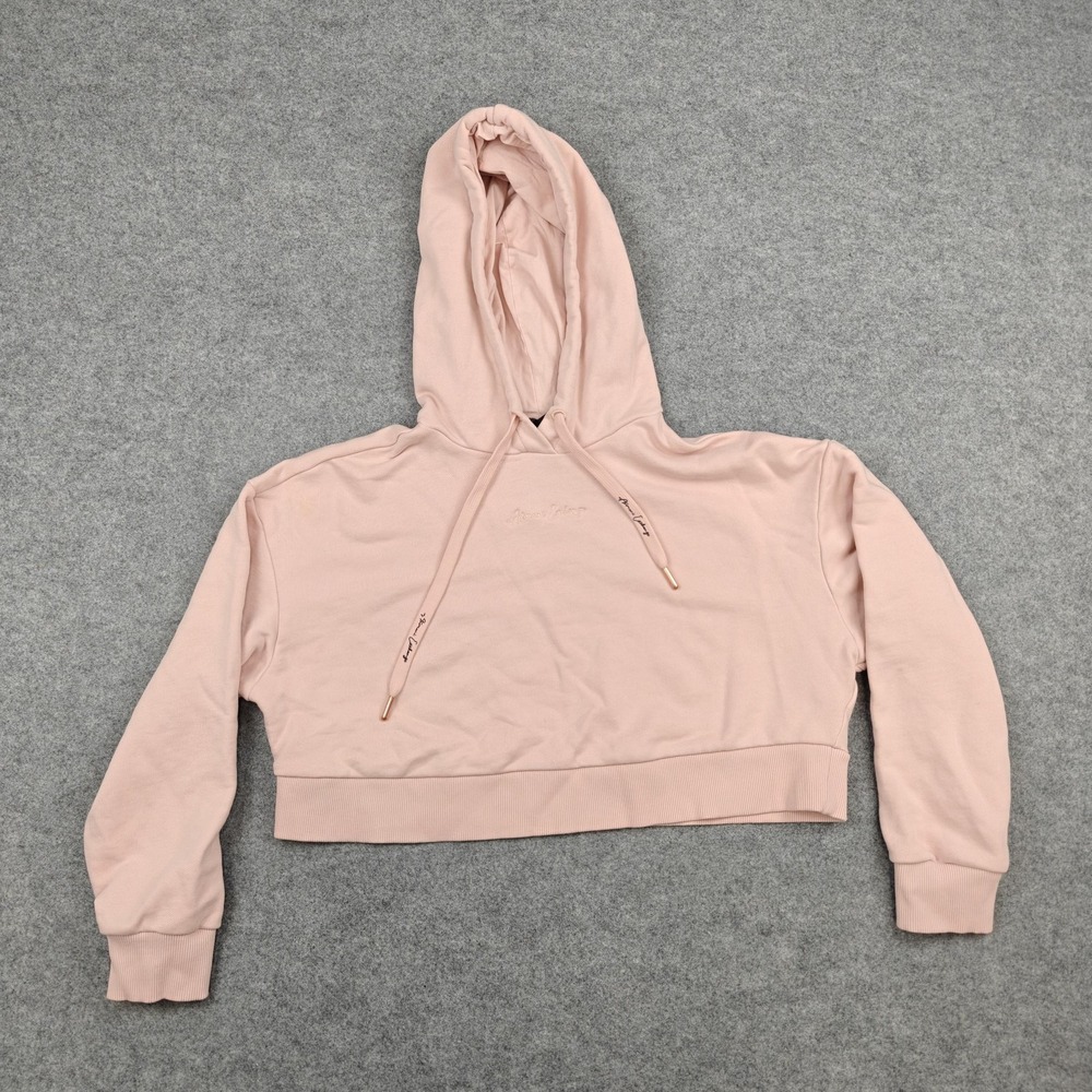 Armani Exchange‎ Hoodie Womens Large Pink Cropped Pullover Embroidered Logo